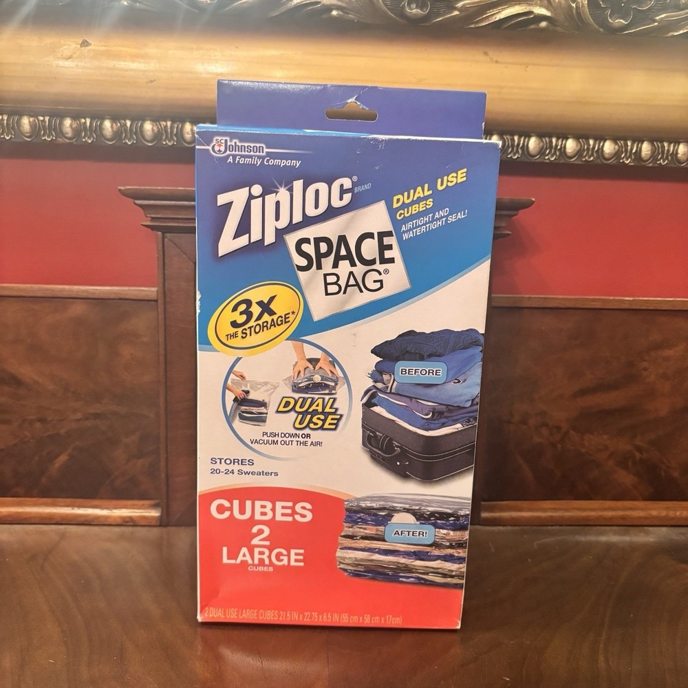 Ziploc Space Bag 2 Large Cubes Vacuum Storage Bags Airtight Reusable